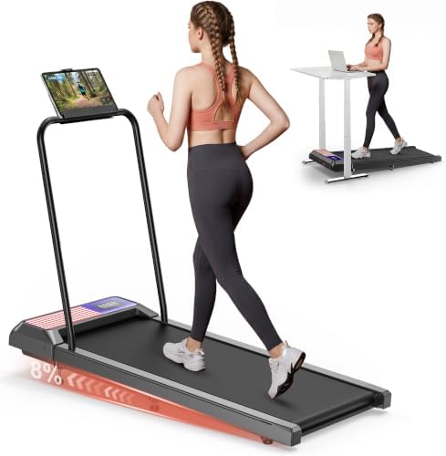 Under Desk Treadmill with Incline, Portable Walking Pad with Handlebar by RJOP