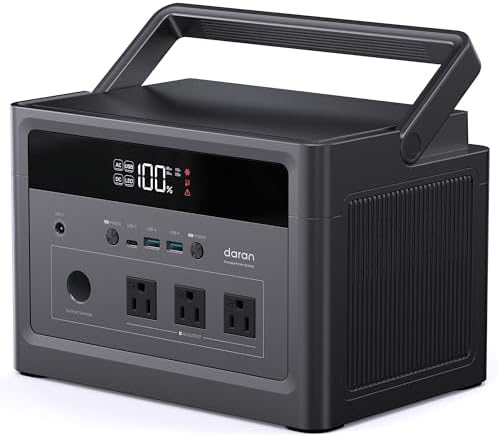 Portable Power Station 1200W Peak, 576Wh LiFePO4 Battery Solar Generator by DaranEner