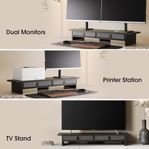 Fenge 35 Inch Monitor Stand with Drawer Storage, Computer Riser for Desk - Image 6