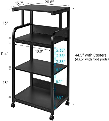 Fannova 4 Tier Tall Printer Stand with Height Adjustable Storage Shelf - Image 6