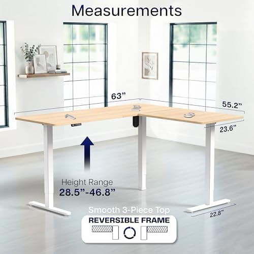 VIVO Light Wood 63 x 55 in Corner Standing Desk, DESK-E3CTC - Image 5