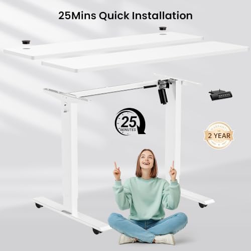 farexon 48x24 Inch Electric Standing Desk with Wheels, White - Image 6