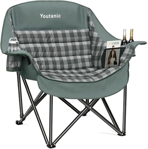 Youtanic Oversized Large Padded Camping Chair, 400 lbs Foldable Lawn Chair by Youtanic