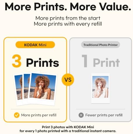 KODAK Mini 3 Retro 3x3 Portable Photo Printer, 4PASS, 38 Sheets, Yellow - Image 3