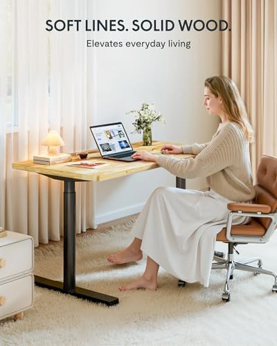 FLEXISPOT 63" x 24" Solid Wood Standing Desk, Black Oval Legs - Image 3