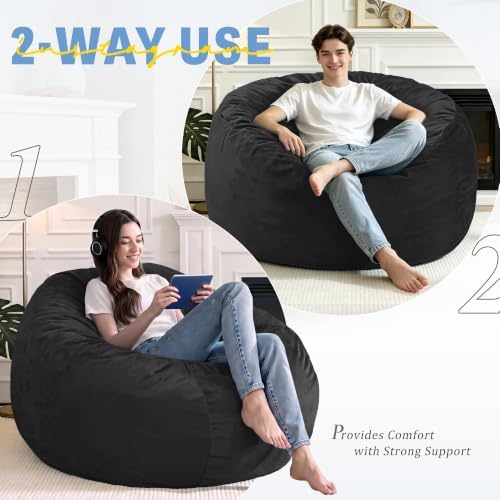 4FT Big Bean Bag Chairs for Adults,Beanbag with Washable Cover - Image 3