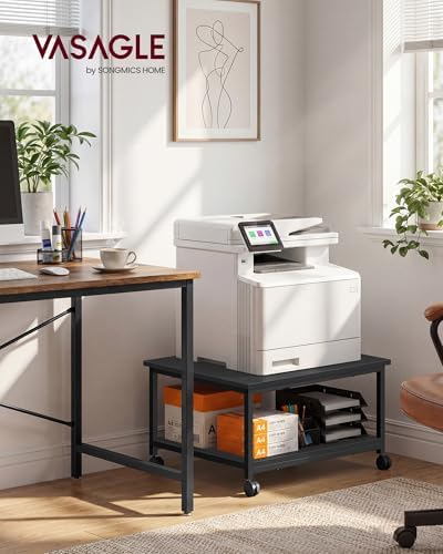 VASAGLE 2-Tier Printer Stand with Locking Wheels, Under Desk Printer Table - Image 2