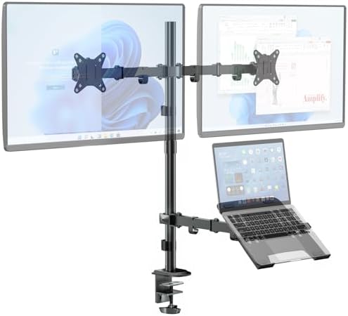 Dual Monitor Stand and Laptop Mount, Fits 32" Monitor & 15" Laptops by IMtKotW