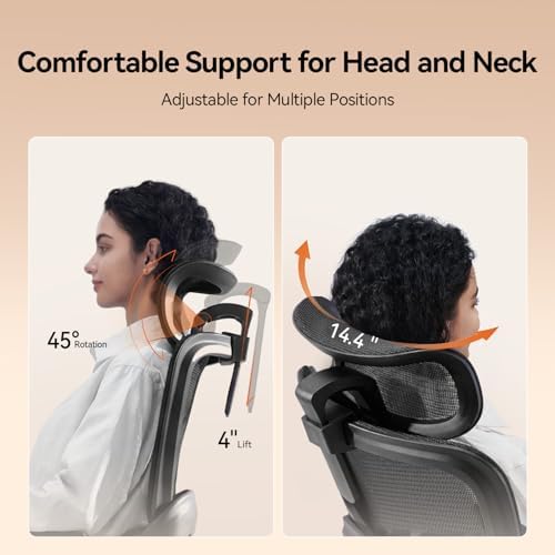 SIHOO B100 Office Chair, Ergonomic Office Chair Without Footrest, Computer Chair with Wide Headrest & Adaptive Lumbar Support, Flip-up Armrests, Swivel Desk Chair for Long Hours, Black - Image 7
