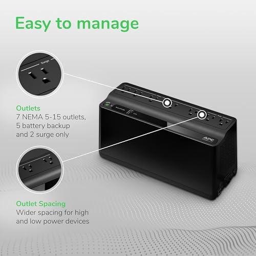 APC UPS 600VA/330W Battery Backup for Computer, Router, NAS, BE600M1 - Image 4