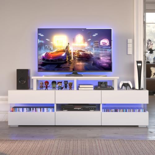 YAOHUOO 45" Large TV Riser for 32-60 inch TV, TV Riser Stand Shelf,White - Image 4