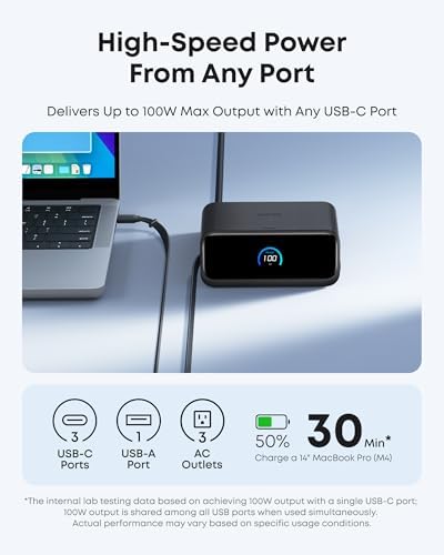 Anker Nano Charging Station, 100W 7-in-1 Power Strip, Retractable Charger - Image 5