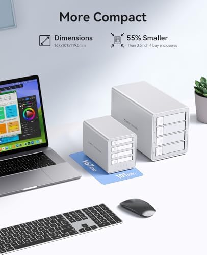 ORICO 2.5-inch All-Flash Enclosure, 4 Bay RAID Storage Enclosure, 5 Gbps Data Transfer, 10 Gbps USB Hub, Supports up to 40TB SSD/HDD, Ideal for Video Editing & Photography – No 3.5-inch Drives - Image 6
