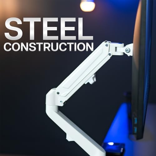 VIVO Heavy Duty Single Monitor Tension Arm for up to 27 inch Screens, Holds 14.3 lbs, Premium Desk Mount Stand, White, STAND-V101OW - Image 6