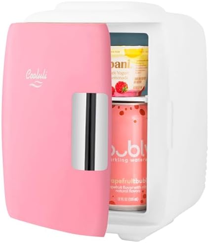 Cooluli Mini Fridge for Bedroom - Car, Office Desk & Dorm Room - Portable 4L/6 Can Electric Plug In Cooler & Warmer for Food, Drinks, Skincare Beauty & Makeup - 12v AC/DC & Exclusive USB Option, Pink - Image 2