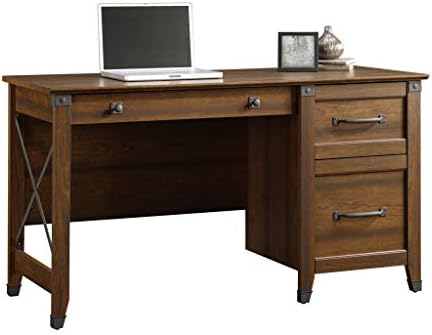 Sauder Carson Forge Vintage Rustic Computer Desk for Home Office with Drawers, in Washington Cherry; L: 53.19" x W: 22.64" x H: 29.80" - Image 4