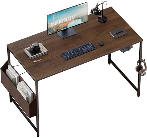 Pamray 47 Inch Computer Desk for Small Spaces with Storage Bag, Home Office Work Desk with Headphone Hook, Small Office Desk Study Writing Table by PAMRAY