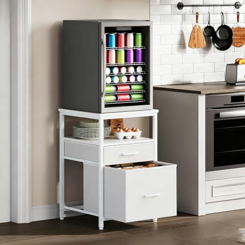 Herture Mini Fridge Stand, Small Refrigerator Stand with 3 Storage by Herture