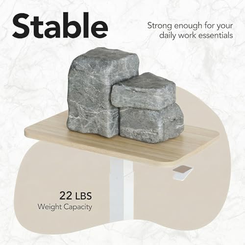 HUANUO Small Rolling Laptop Standing Desk, Height Adjustable Mobile T-Base Desk with Lockable Casters, Portable Sit-Stand Workstation for Bedside & Sofa, Light Walunt - Image 6