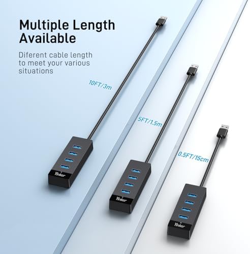 USB Hub 4 Ports, Multiple USB 3.0 Hub, USB-A Splitter for Laptop with Type-C Power Port, Extender for A Port Laptop, PC Desktop and More(0.5ft) - Image 6