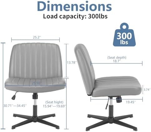 DUMOS Criss Cross Chair, Cross Legged Vanity Chair No Wheels, Home Office - Image 2
