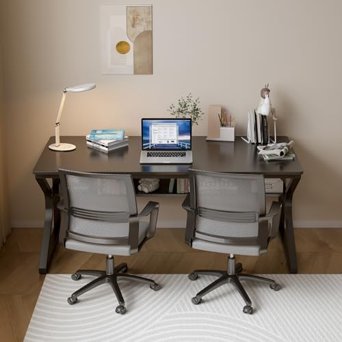 OSCHF 55-Inch Extra Long Desk with Storage Shelf, Black - Image 6