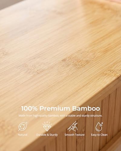 Bamboo Monitor Stand with Storage, 25 Inch Desk Shelf Riser - Image 5