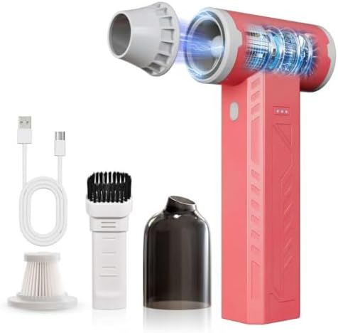 Compressed Air Duster 480000RPM Electric Air Duster Variable Speed 580G 4 Gear Adjustable Rechargeable Cordless Jet Dry Blower Turbo Fan Dryer Air Blower Mini Car Vacuum Cleaner Celeste by Lageich