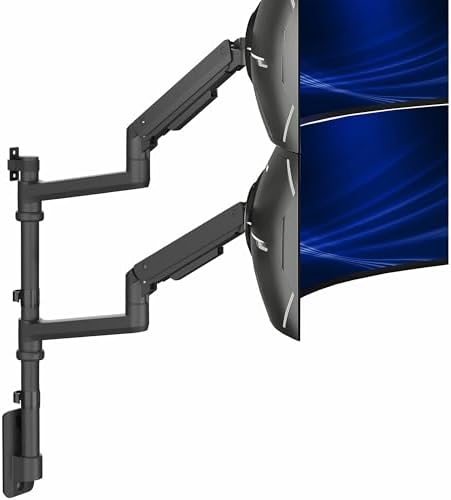 VIVO Pneumatic Arm Dual Ultrawide Monitor Wall Mount for Up to 49 inch Screens, Holds 2 Ultra Wides Up to 33.5 lbs Each, Black, MOUNT-V120K by VIVO