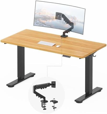 FLEXISPOT EN2 55"x28" Standing Desk Bundle with Monitor Mount, Maple by Unknown