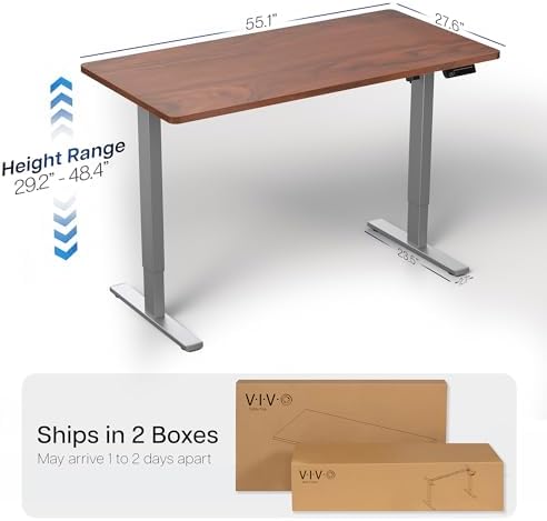VIVO Dark Walnut 55 x 28 in Standing Desk, DESK-KIT-1G55D - Image 3