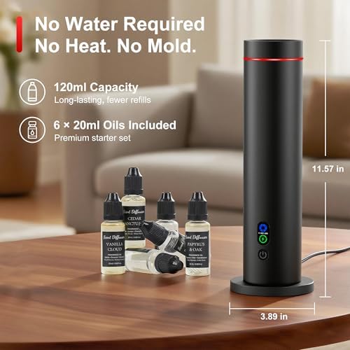 Waterless Diffuser, 1000 Sq.Ft Coverage, Essential Oil Diffuser– Plug-in Only, Remote Control, Adjustable Mist Mode, Mood Lights Aromatherapy Diffuser for Home, Large Room, Office, Hotel, Black - Image 6