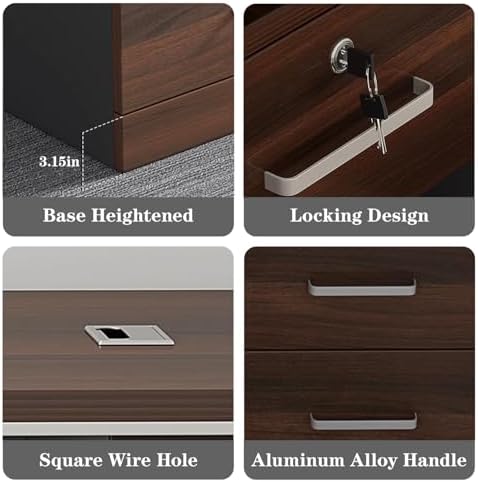 Large Home Office Desk with 3 Drawers, Large Desk with Storage Cabinet, Computer Desk with Drawers, Executive Desk for Home Office & Studio,71×27.5×30 in - Image 5