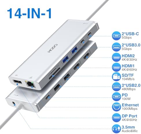 USB C Docking Station Dual Monitor for HP,Laptop Docking Station 3 Monitors - Image 2