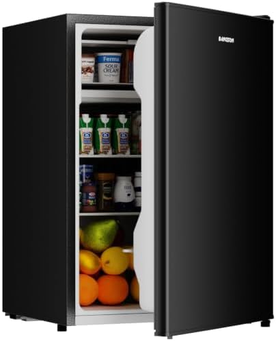 BANGSON 2.6 Cu Ft Small Fridge with Freezer for Office Black by LiveFreshLiveUnrushed