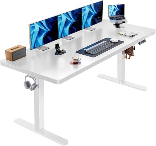 HUANUO 71 x 30 Inch Large Electric Standing Desk, Brushless Motor, White by HUANUO