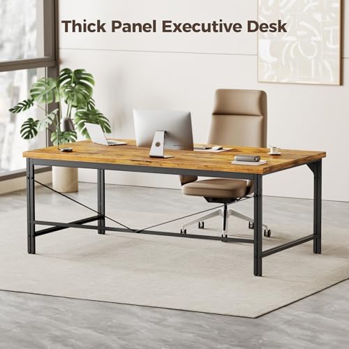 Mericonia 40 Inch Computer Desk, 1" Thick Small Office Table, Brown - Image 3