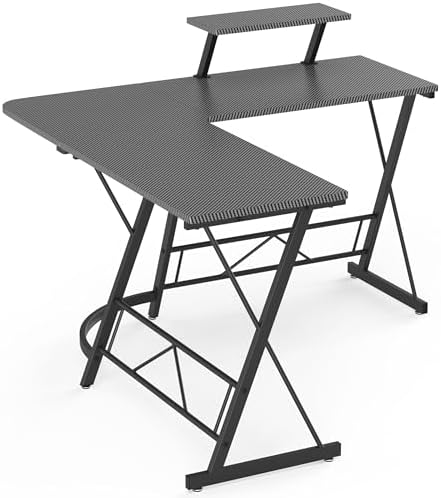 Mr IRONSTONE L Shaped Gaming Desk, Computer Corner Desk Carbon Fiber Surface for Home Office, Writing Study Desk with Laptop Stand, Easy to Assemble, Carbon Fiber, 51 Inch - Image 5
