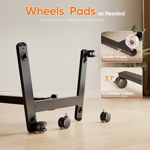 Monomi 25“ Mobile Folding Desk,Pneumatic Sit-Stand Table,No Assembly,Brown - Image 6
