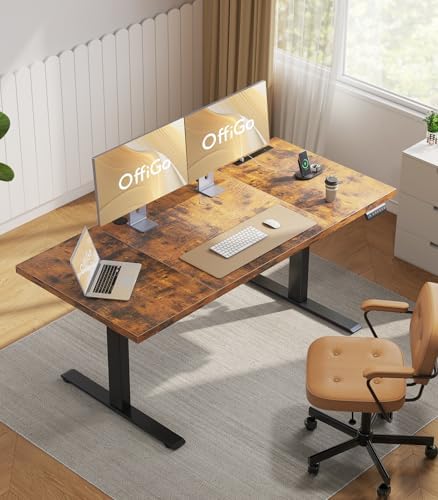 OffiGo 71" Executive Electric Standing Desk Height Adjustable, Rustic Brown - Image 2