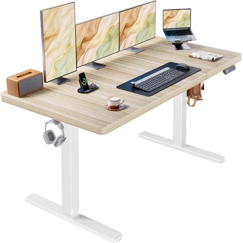 HUANUO 60 x 30 Inch Large Electric Standing Desk, Brushless Motor, Natural by HUANUO