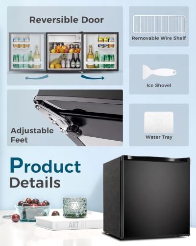 Feelfunn 1.7 Cu.Ft Mini Fridge with Freezer, Small Refrigerator, Black - Image 6