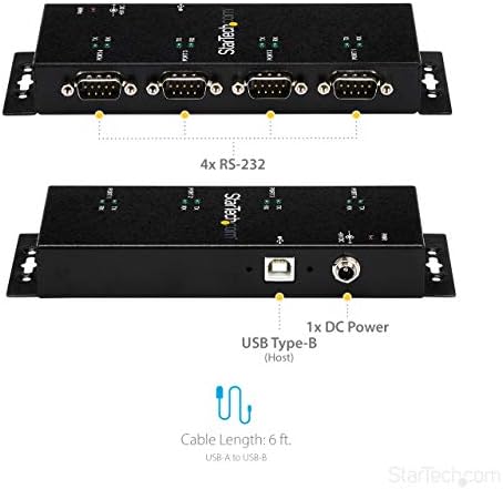 StarTech 4-Port USB to Serial RS232 Hub, Industrial, TAA (ICUSB2324I) - Image 5