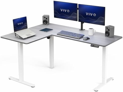 VIVO Dark Gray 63 x 47 in Corner Standing Desk, DESK-E3CTWG-47 by VIVO