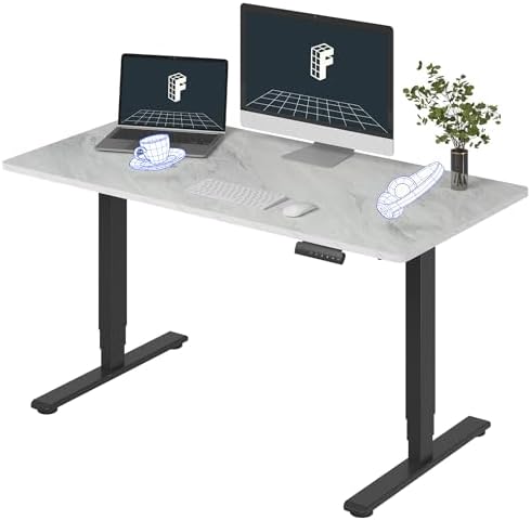 FLEXISPOT E6 3-Stage Dual Motor Electric Standing Desk 55 x 28 Sit Stand Up Desk, Holds 220 lbs, Adjustable Height w/Memory Presets, One-Piece Marble Grey Desktop & Black Frame, Ships in 2 Boxes by Unknown