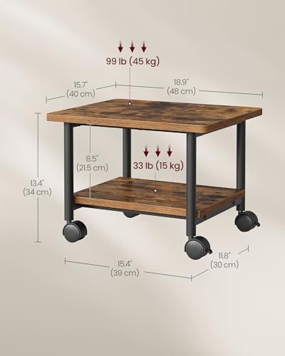 VASAGLE 2-Tier Printer Stand with Locking Wheels, Under Desk Printer Table - Image 6