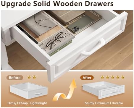 OffiGo 55 Inch L Shaped Standing Desk with 4 Wooden Drawers, White - Image 4