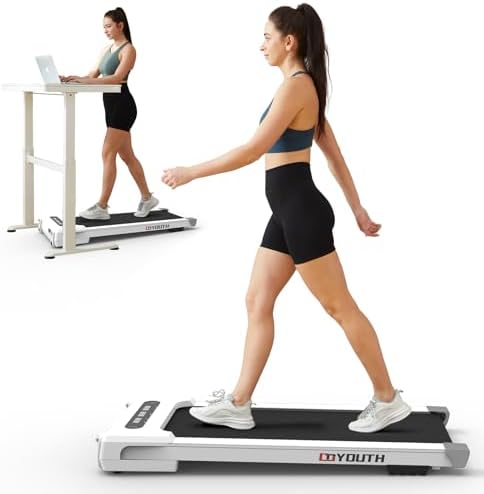 GOYOUTH Walking Pad Treadmill, Under Desk Treadmill for Home Office, Wide Belt Compact Treadmills 300 lbs Capacity, 2.25HP Shock-Absorbing Walking Jogging Running Machine Remote Included by GOYOUTH