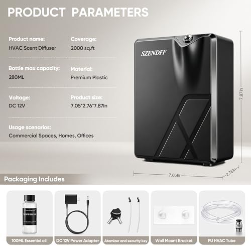 Smart HVAC Scent Diffuser, Waterless Essential Oil Diffuser for Whole House & Large Room up to 2000 Sq.Ft, Cold Air Hotel Collection Scent Machine with WiFi & Bluetooth App, Includes 100ml Oil, Black - Image 7