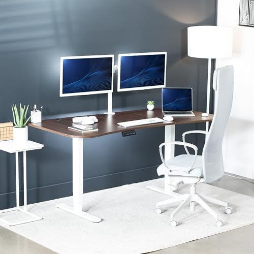 VIVO Dark Walnut 63 x 32 in Standing Desk, DESK-KIT-2W1D - Image 2